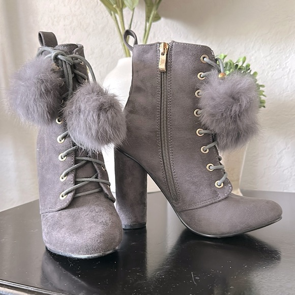 Catherine Malandrino Shoes - Catherine Malandrino Gray Heeled Booties - Size 6.5